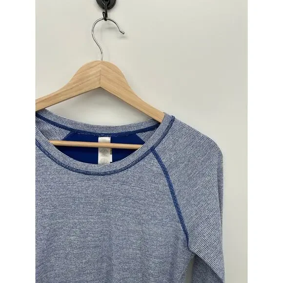 Lucytech Blue Long Sleeve Workout Shirt Women Sz S Running Gym Training Cinch - Picture 5 of 7